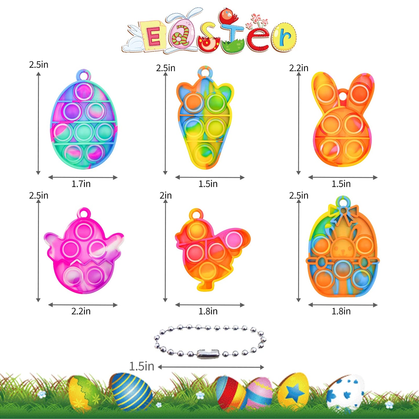 24Pcs Easter Mini Fidget Sensory Pop Toys for Kids  Mini Pop Keychains Easter Basket Stuffers Gifts Party Favors Fidget Toy  Silicone Pop Toys for Kids Anxiety Stress Reliever for mature-themed