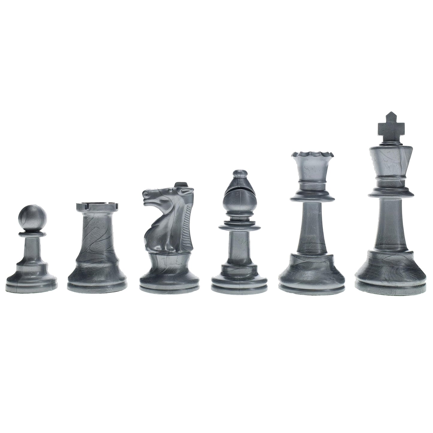 We Games Color Bright Plastic Staunton Tournament Chess Pieces With 3.75 In. King - Half Chess Set Of Chess Pieces Only, Silver