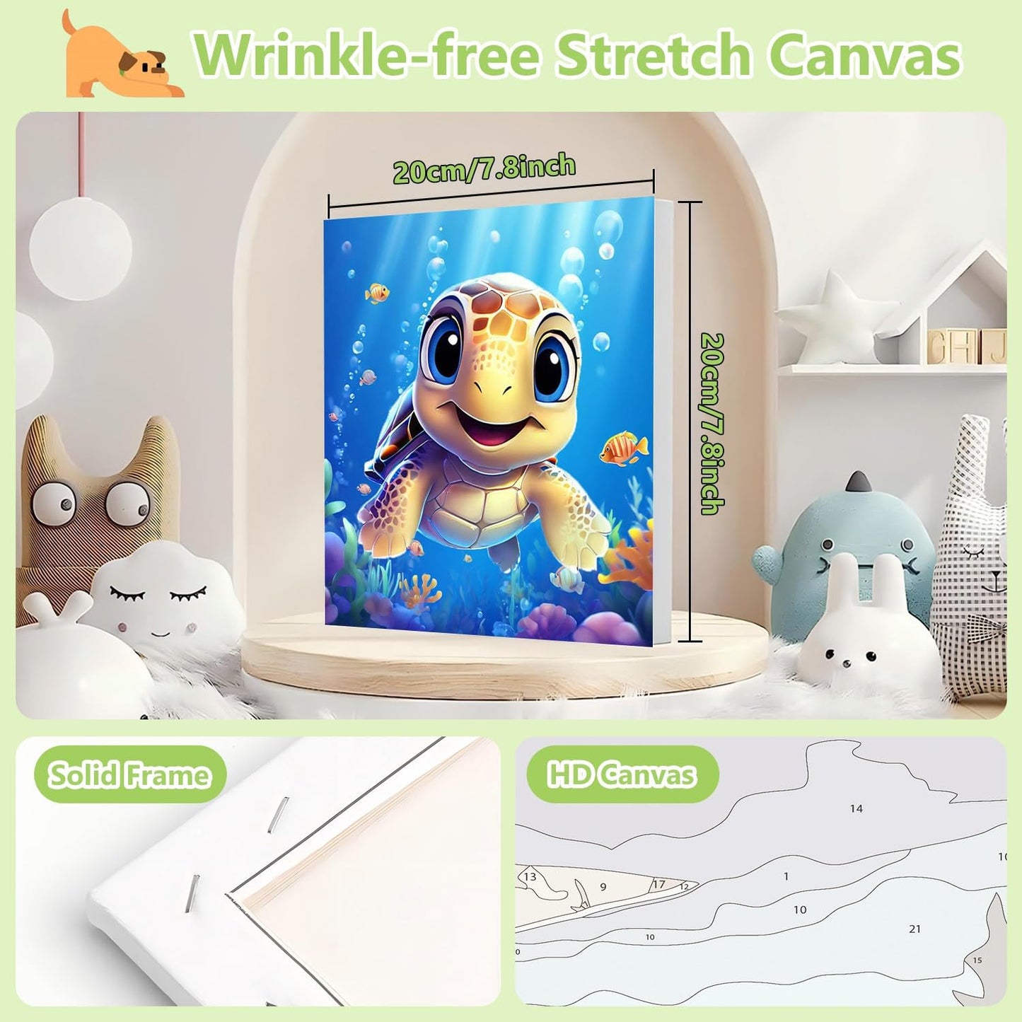 Reivworl Paint by Numbers Kit for Kids with Frame and Easel, Dolphin Paint by Number for Kids Age 6-8-12, Acrylic Paint by Numbe