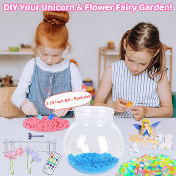 Kids Unicorn Terrarium Crafts Kit, Remote Control 13-In-1 Led Night Light Up Color, Unicorn Birthday Gifts Toys For Girls, Diy U
