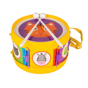 Toy Fun Musical Drum For Kids Medium Size With Strap And 2 Mallets Attractive Design Colour And Print May Vary