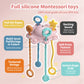 Montesorri-Toys - Pull String Toys For Baby - Made Of 100% Food Grade Silicone With Built-In Rattle Function And Easy To Clean D