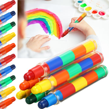 Dunzoom 15 Pcs Stacking Crayons Stackable Buildable 5 Colors Interchangeable Colorful Stackable Rainbow Crayons Party Favor for 