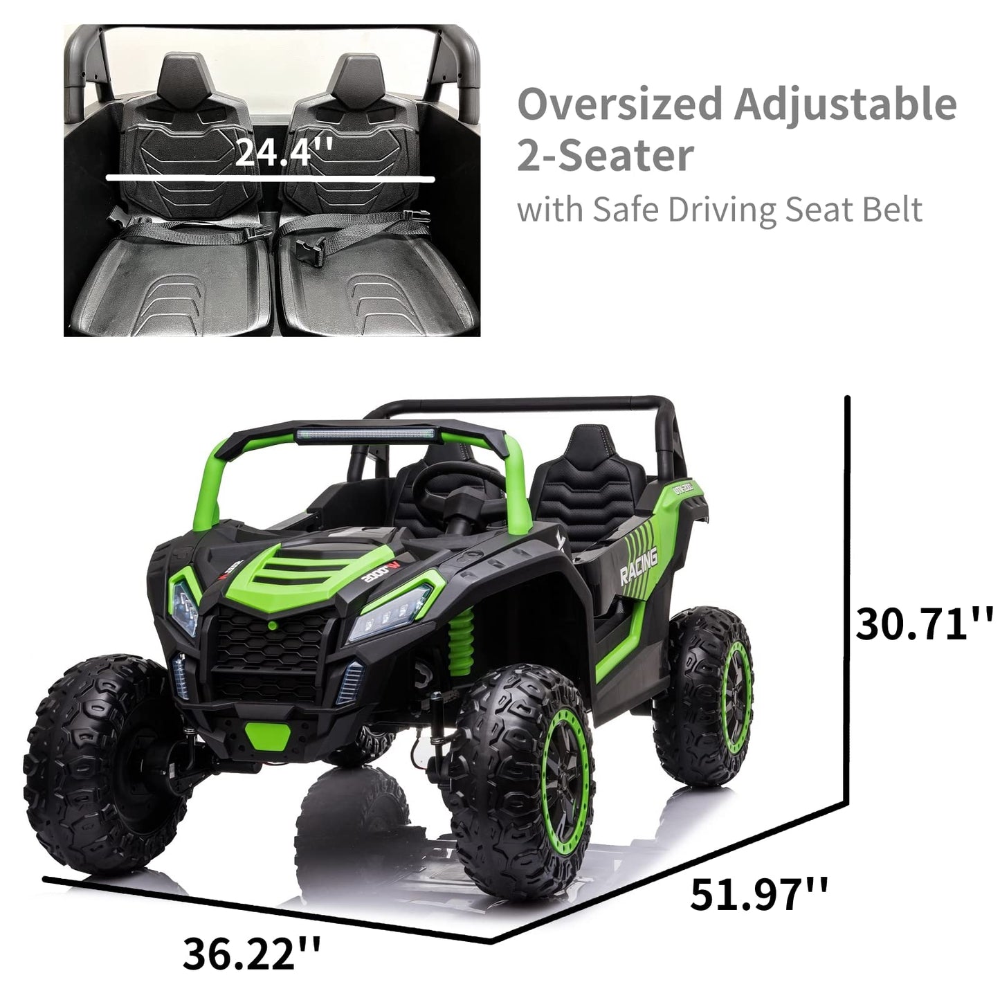 Luibas 24V 10Ah 2-Seater Ride On Car For Big Kids, Ride On Toy With Remote Control, 4Wd Battery Powered Electric Vehicle For Kid