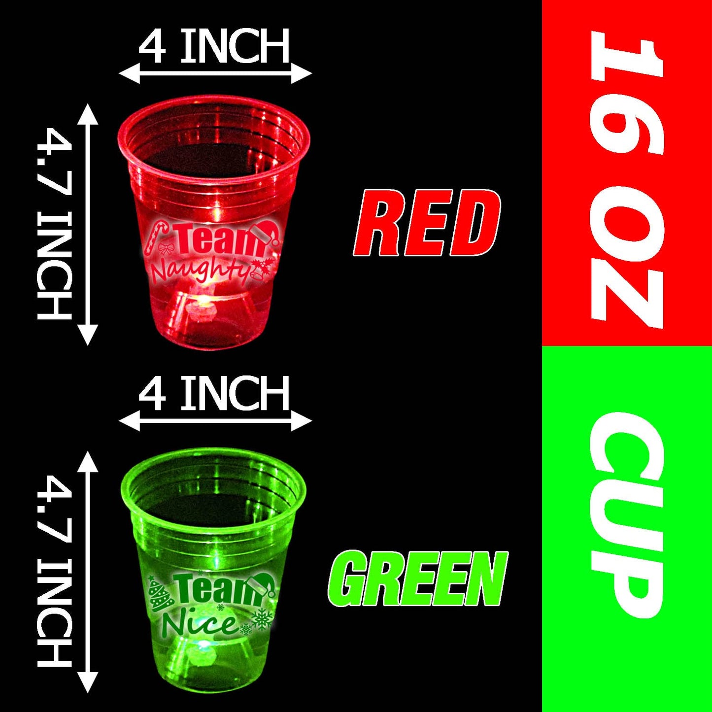 mishunyus 24 Pcs Christmas Party Cups,Glowing Christmas Team Naughty or Nice Party Cups Decoration Cups for Christmas Party Cups