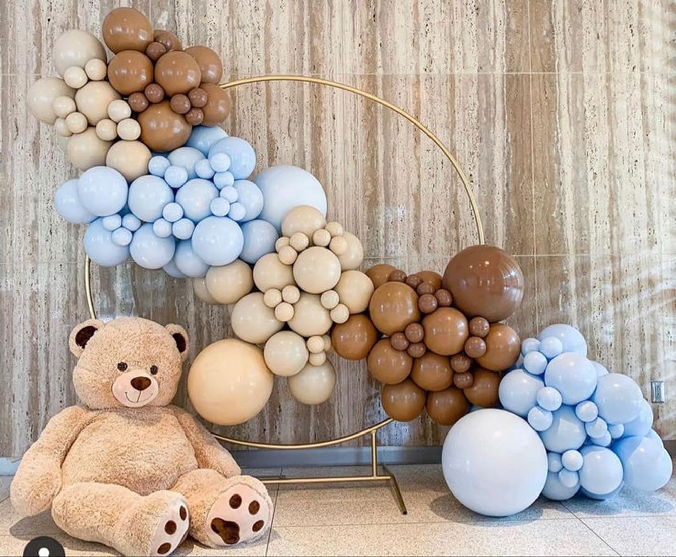 Blue And Brown Balloons, 12Inch Bear Balloons Pastel Blue Beige Brown Latex Balloons, Baby Blue Cream Coffee Party Balloon For T