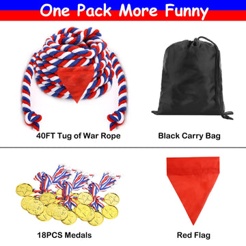 JHkim Tug of War Rope - 40FT War Rope for Family Reunion Games  Field Day Yard Games for Kid and mature-themed  Independence Patriotic Day Party Games  Outside Sports Activities  Carnival Games Outdoor