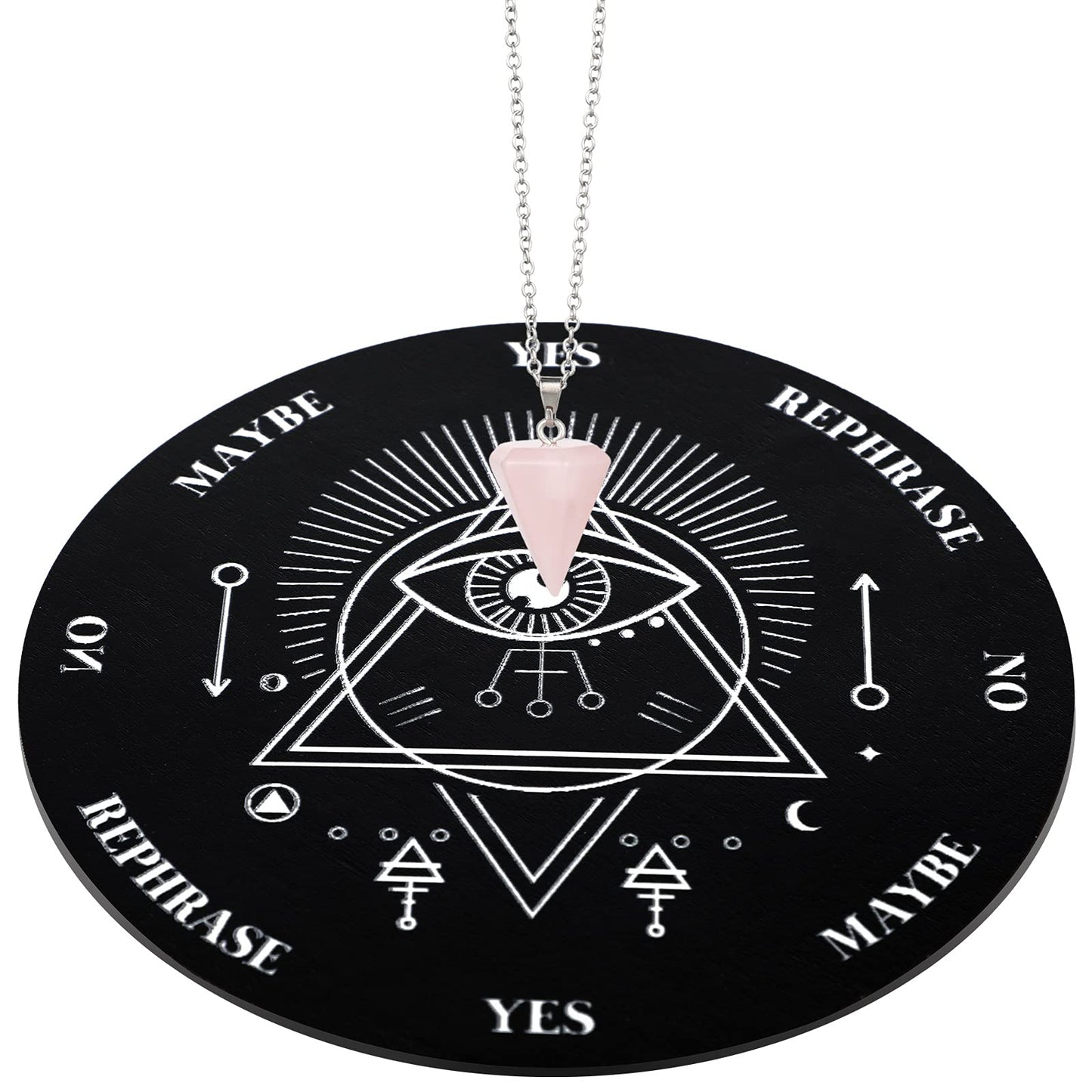 Jetec Wooden Pendulum Board Dowsing Divination Pendulum Witchcraft Altar Supplies With Crystal Necklace And Wooden Pendulum Boar