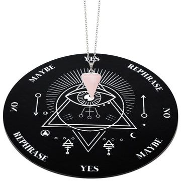 Jetec Wooden Pendulum Board Dowsing Divination Pendulum Witchcraft Altar Supplies With Crystal Necklace And Wooden Pendulum Boar