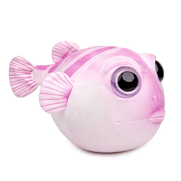 ZHONGXIN MADE Cute Pufferfish Plush - Soft 10inch Pink Stuffed Animal, Polyester, Lifelike Design, Perfect Gift for Kids