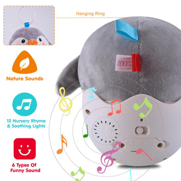 Wowohage Infant Toys 0-3-6-12 Months Shower Gifts, Plush Penguin Musical Toys, Cute Stuffed Animal Baby Toys With Light & Sounds