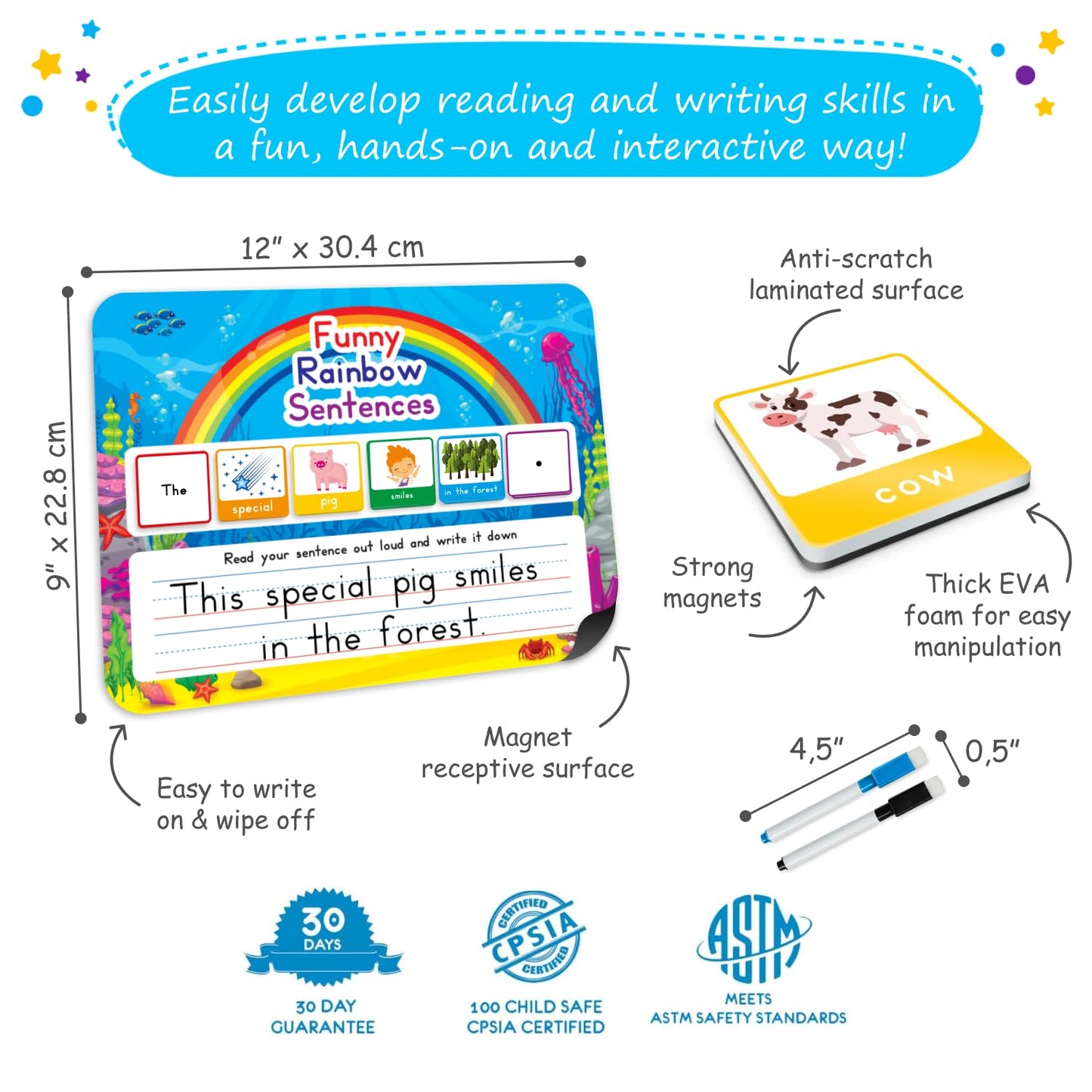 104 Pcs Sentence Building For Kids, Sentence Building Magnets Kit, Learn To Read, Speech Speak Spell Games, Kids Vocabulary Builder, Sentence Building Games, Sight Word Magnets Games - Simply Magic