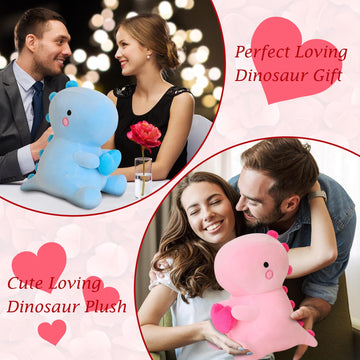 Sqeqe Dinosaur Stuffed Animal, Loving Soft Dino Plush Toys With Holding Heart, Sweet Romantic Anniversary Birthday Gift For Her Girls Boys Girlfriend(Pink,20 Inch)