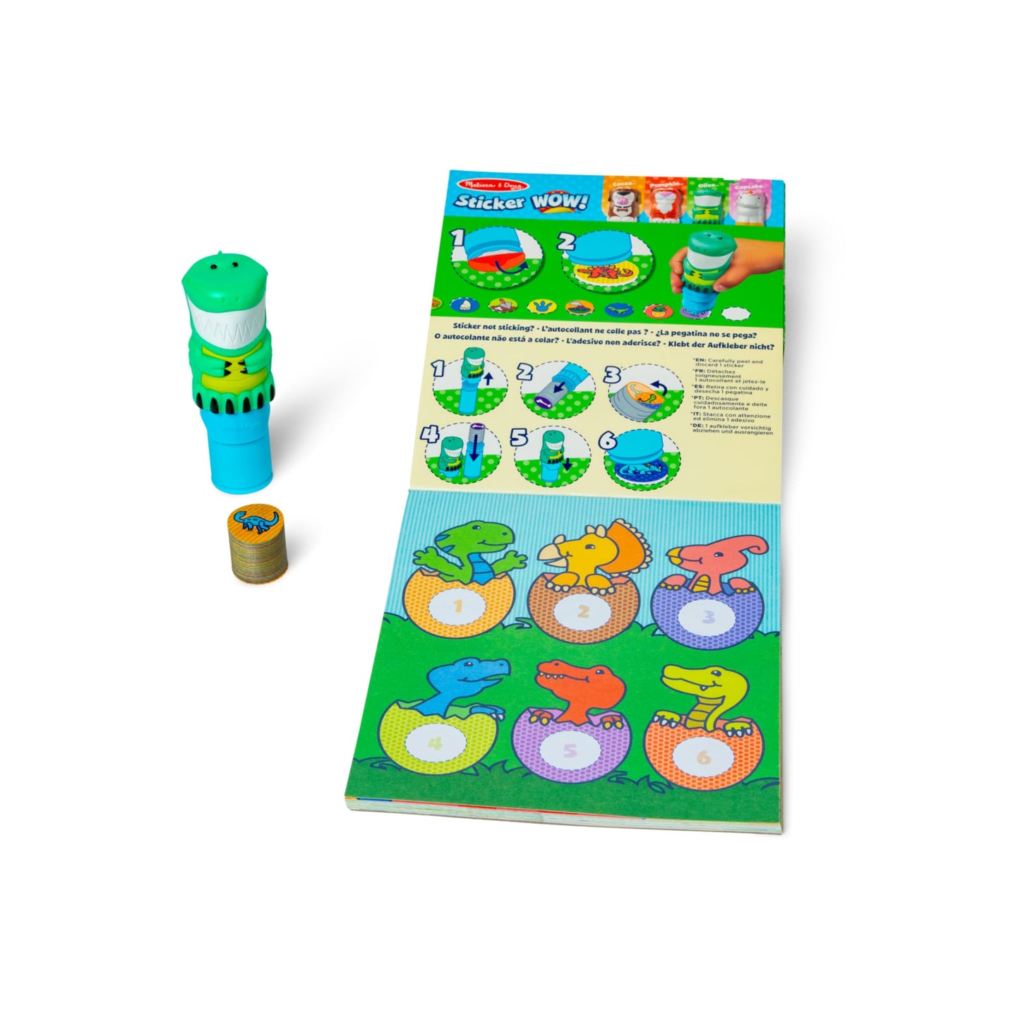 Melissa & Doug Sticker Wow! Dinosaur Bundle: Sticker Stamper, 24-Page Activity Pad, 600 Total Stickers, Arts and Crafts Fidget T