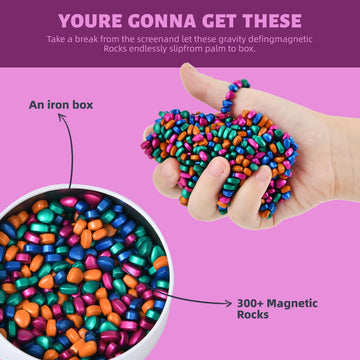 Lcvuuk Magnetic Ferrite Putty Rocks,Multicolor More Than 300 Weak Magnetic Smooth Ferrite Pebbles, Magnet Rock Desk Toys And Tim