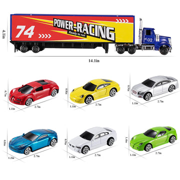 Temi Diecast Racing Cars Toy Set W/Activity Play Mat, Truck Carrier, Alloy Metal Race Model Car & Assorted Vehicle Play Set For