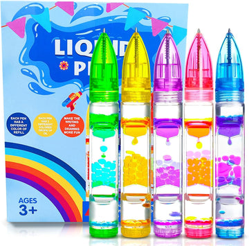 5Pcs Liquid Pens Christmas Stocking Stuffers For Kids, Liquid Motion Bubble Fun Cool Pens Autism Adhd Anxiety Stress Relief Item