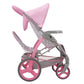 509 Crew: Cotton Candy Pink: Twin Tandem Doll Stroller - Pink, Grey, Polka Dot - Dolls Up To 18', Holds 2 Dolls, Foldable, Kids Pretend Play, Ages 3+
