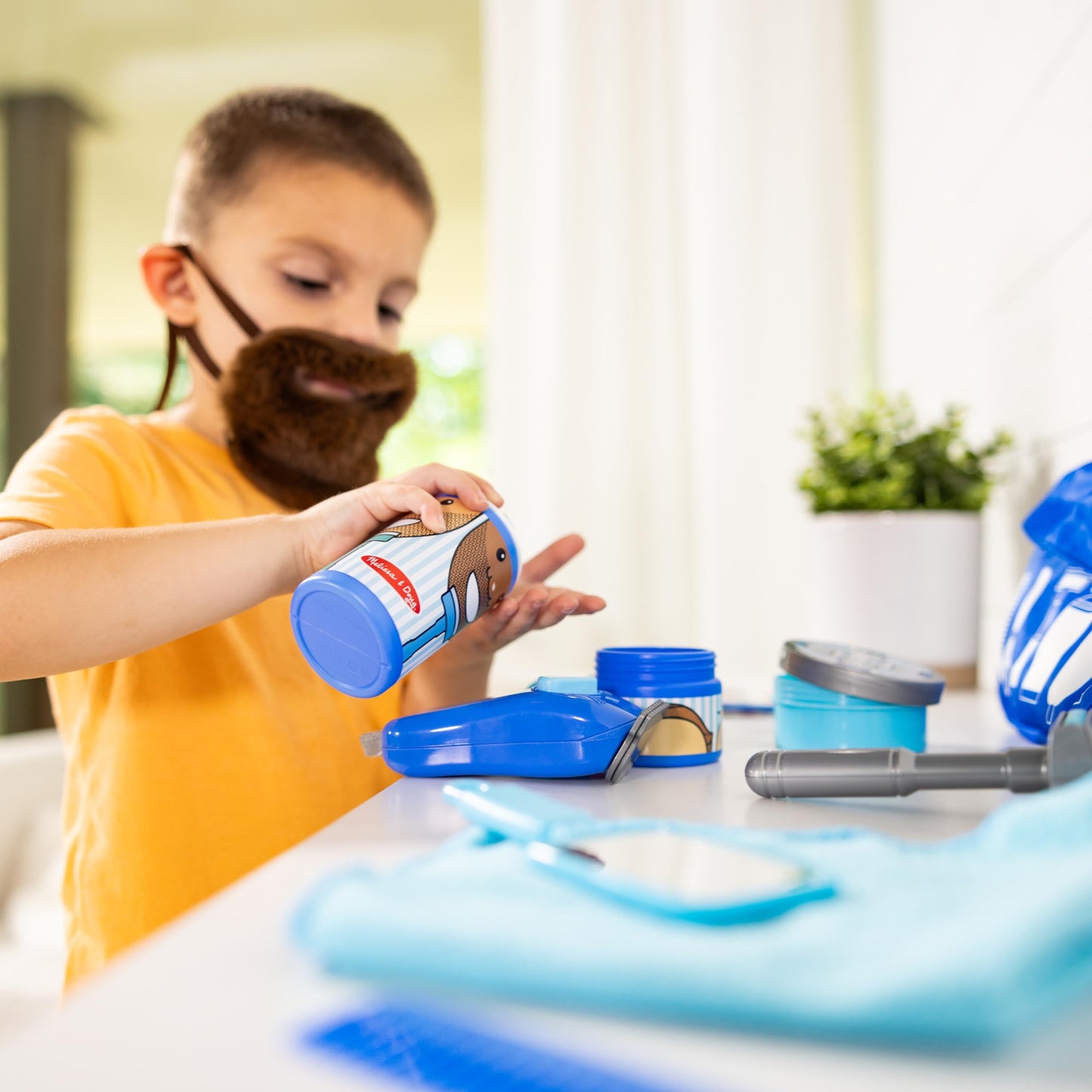 Melissa & Doug Barber Shop Pretend Play Set Shaving Toy for Boys and Girls Ages 3+ Wearable Beard and Shave Accessories for Role