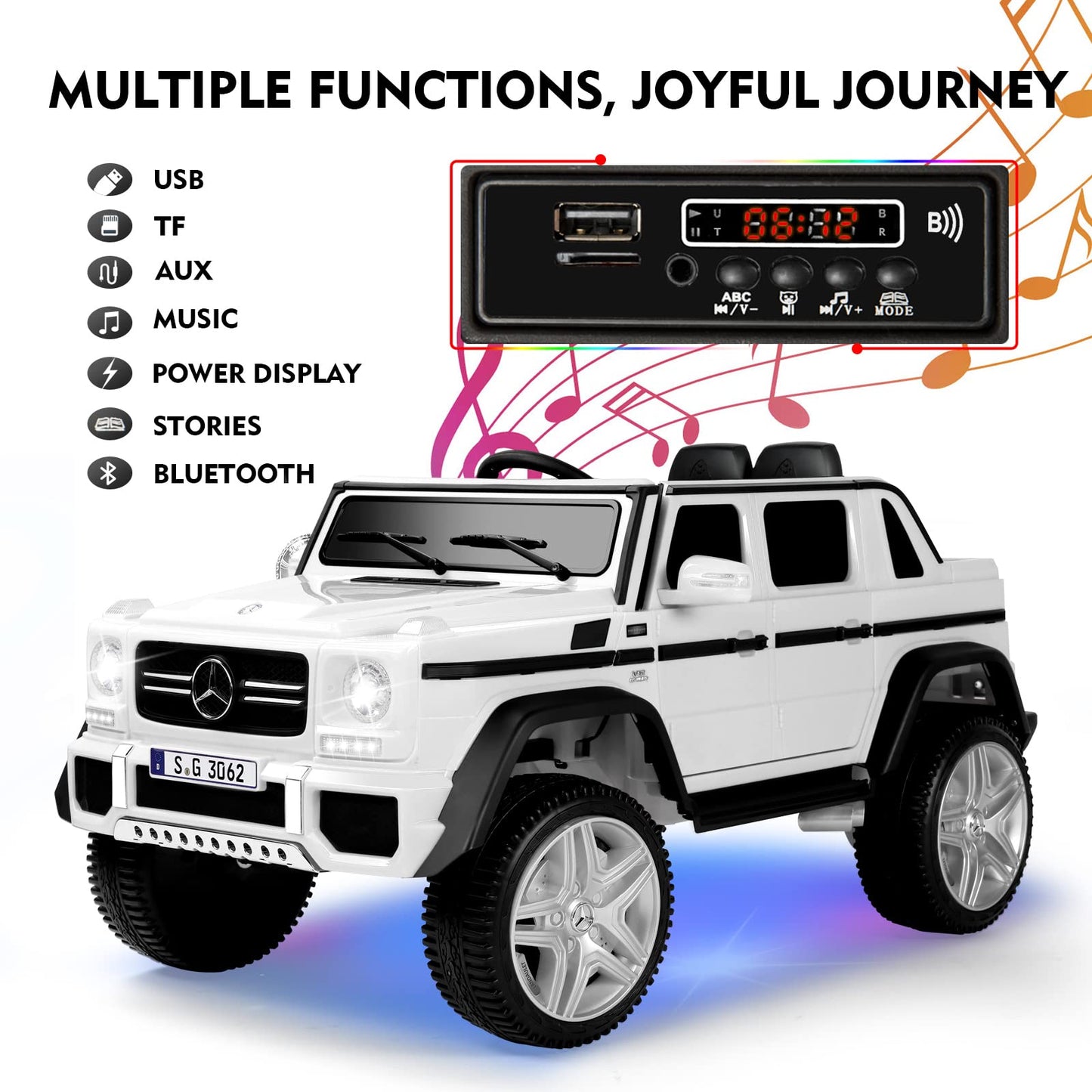 JOYLDIAS Kids Ride On Cars, Licensed Mercedes-Benz Maybach G650S, 12V7AH Battery Powered Toy Electric Car for Kids with 2.4G Rem