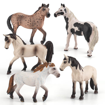 Wonwontoys 5Pcs Farm Animal Figure Horse Toys Knabstrupper Pinto Tennessee Camargue White Horse Table Decorations Children'S Cognitive Toys For Boys Girls Christmas Scene Decoration Cake Decoration