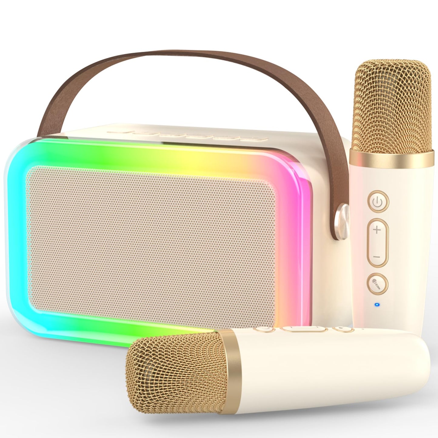 MEGUO Karaoke Machine Microphone Fun Toys Christmas Birthday Gifts for mature-themed Women Men Girls Kids Toddler Boys Portable Bluetooth Speaker with 2 Wireless Microphone for Home Party Birthday