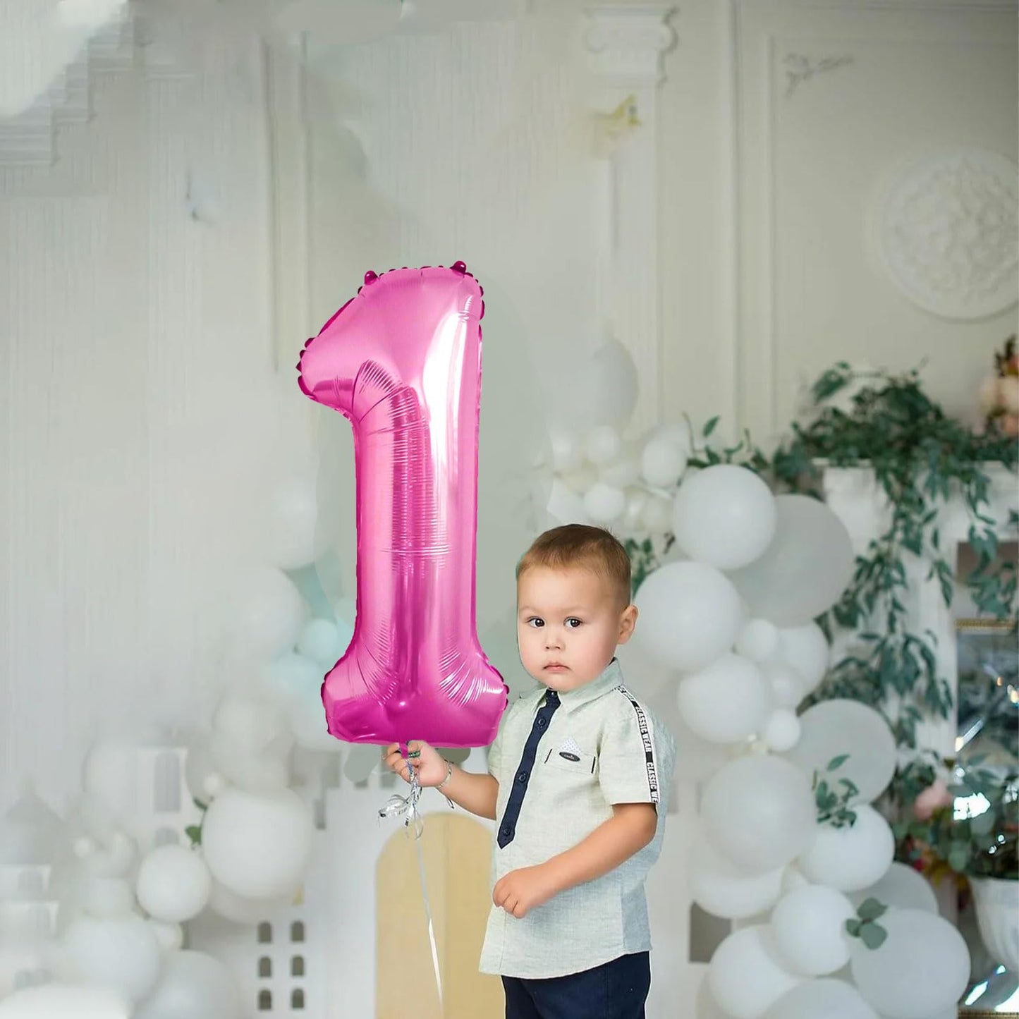 1 Number Balloon Pink 40 Inch Big Foil Mylar 1St Balloons For 1 Year Old Boy Girl Birthday Party Decorations Wedding Anniversary