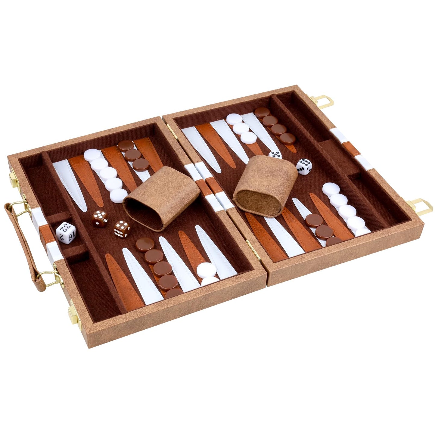 Reriver Backgammon Set 2 Players Classic Backgammon Sets For Adults Board Game With Pu Leather Case Portable And Travel Backgammon Set (Retro Brown, 18Inch)