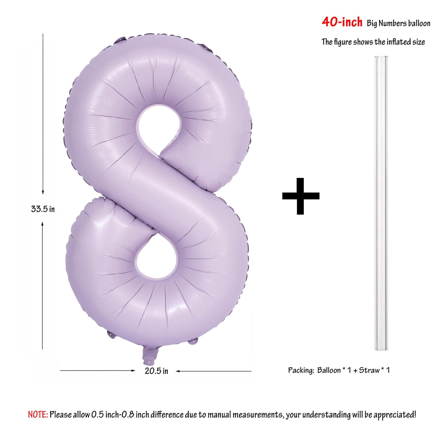 40 In Matte Purple Number Balloons Helium Foil Mylar Balloon Birthday Party Banquet Decoration Digital 8