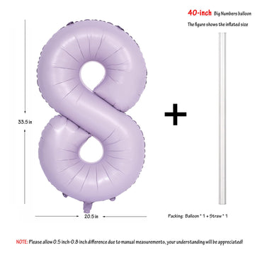 40 In Matte Purple Number Balloons Helium Foil Mylar Balloon Birthday Party Banquet Decoration Digital 8