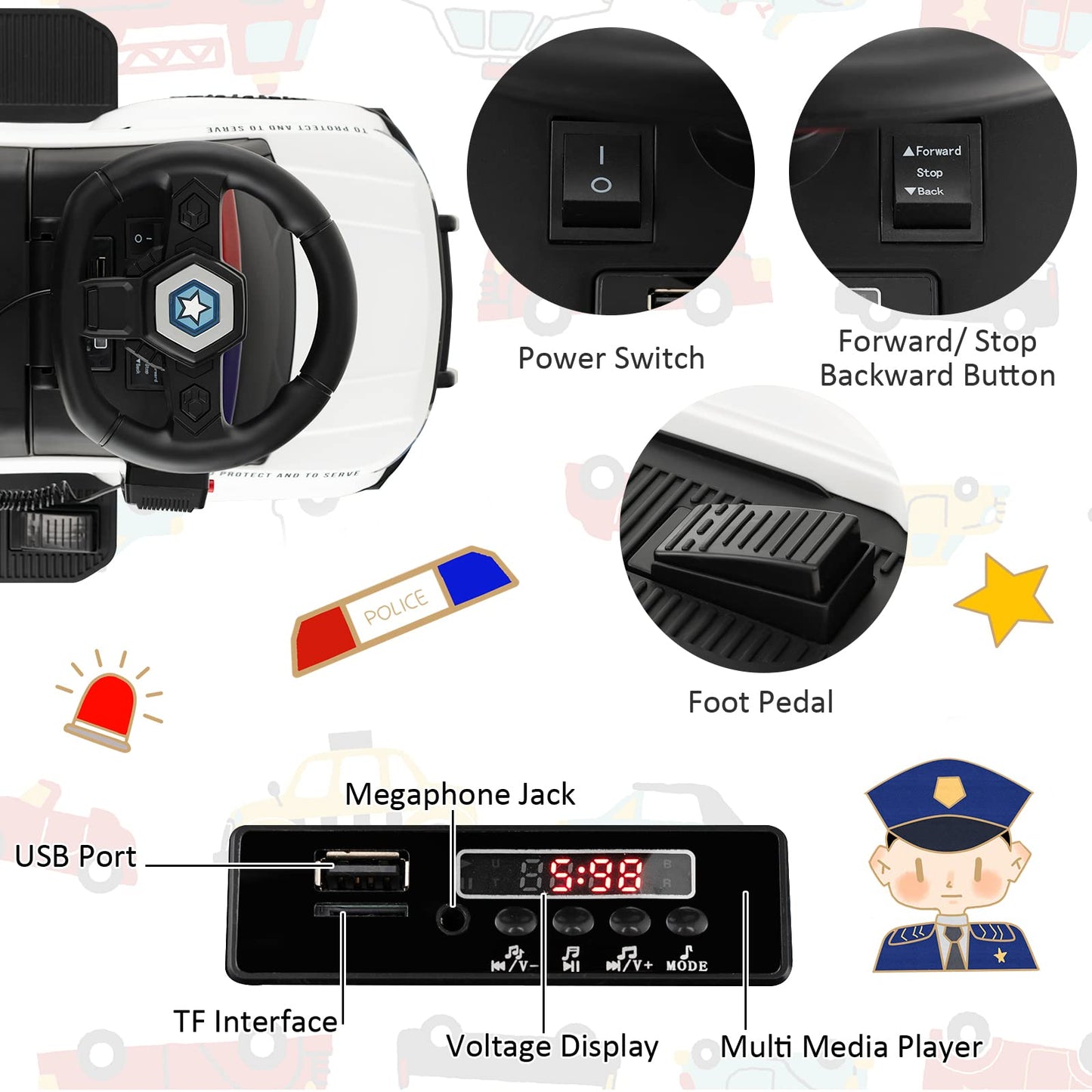 HONEY JOY Ride On Push Car, Licensed Mercedes Benz Push Cars for Toddlers w/Horn, Music, Lights, Under Seat Storage, Foot-to-Flo