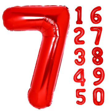 40 Inch Giant Red Number 7 Balloon, Helium Mylar Foil Number Balloons For Birthday Party, 7Th Birthday Decorations For Kids, Ann