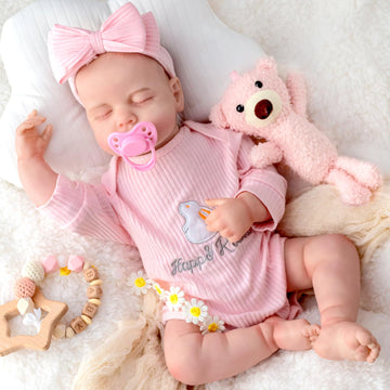 Spicimomo Realistic Reborn Baby Dolls, 18-Inch Lifelike Newborn Girl Doll With Feeding Toy Set, Gift For Kids 3+