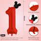 40 Inch Red Number 1 Balloon & Mini Mouse Head Balloon, 1St Birthday Party Decoration Balloons, Cartoon Mouse Birthday Party Sup