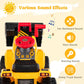 Costzon 2-in-1 Ride on Excavator Bulldozer, 6V Electric Excavator Ride on Toy with 3 Balls & Basketball Hoop, Adjustable Bucket,