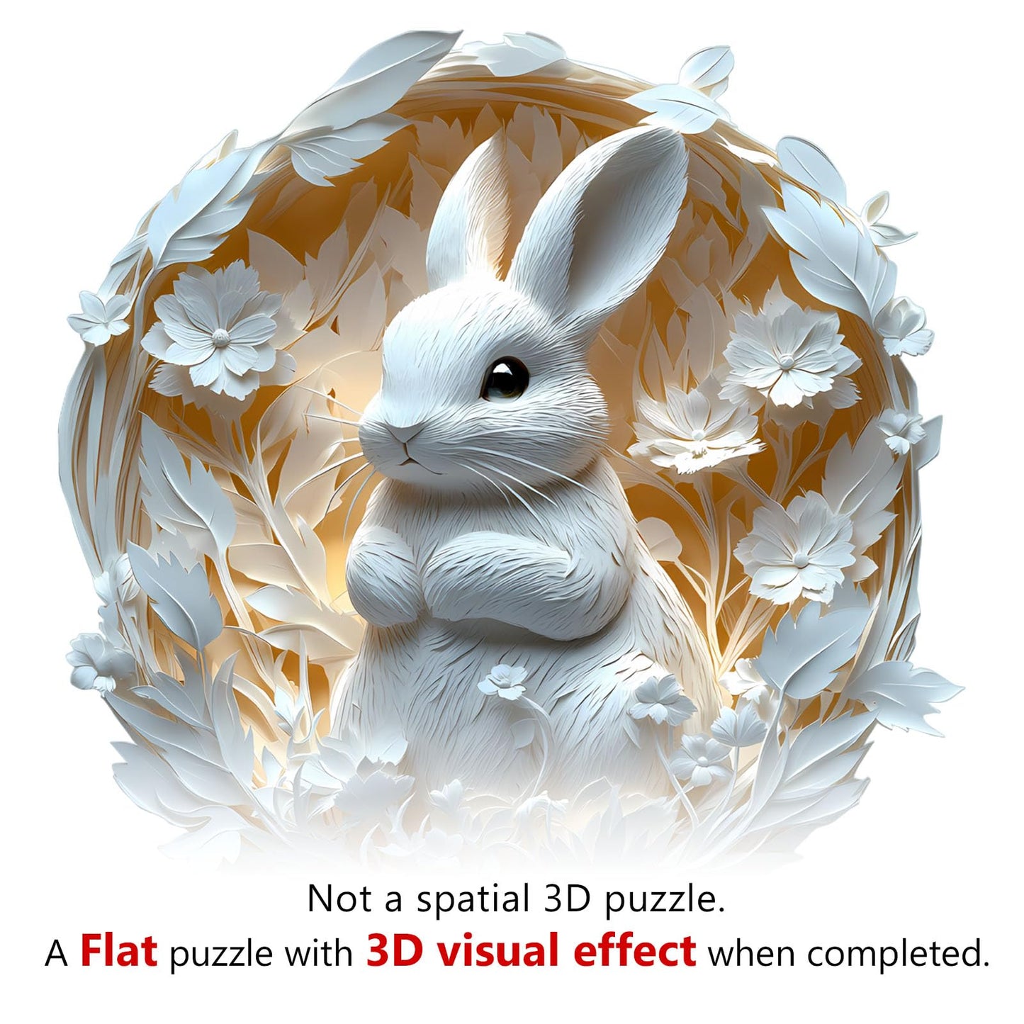 KAAYEE Wooden Puzzles for mature-themeds  3D Vision Effect Paper Rabbit Wooden Jigsaw Puzzles Unique Shape Advanced Wood Puzzle mature-themed  3D Effect Flat Puzzle Birthday Gifts Family Game (8.5 * 8.3in 100pcs)