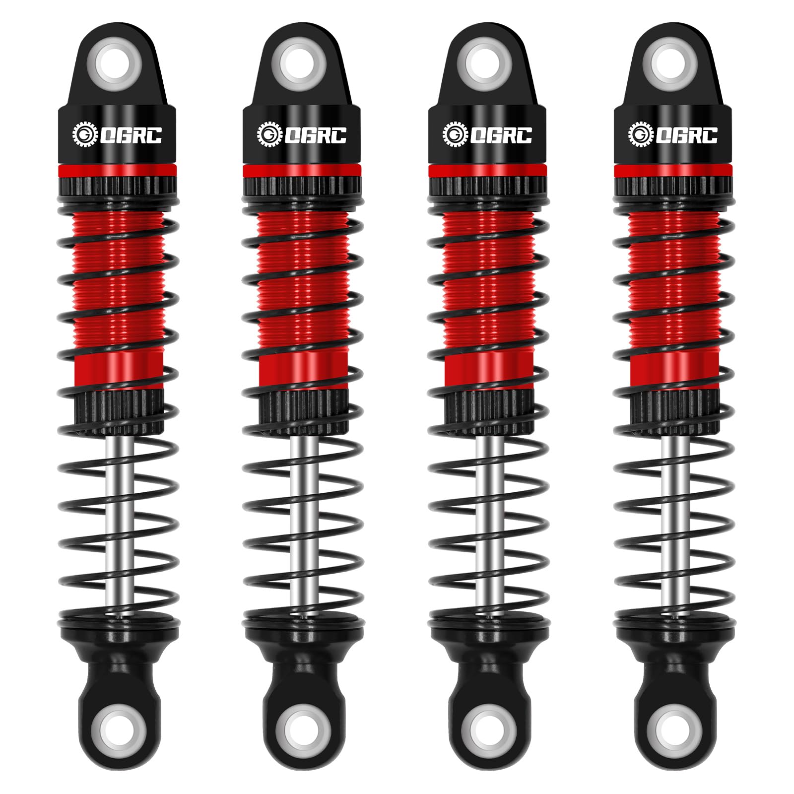 OGRC 60mm Shocks Absorber Oil Threaded Damper Threaded Shock Absorber for TRX4M 1/18 RC Crawler Upgrade Parts (Black Red)