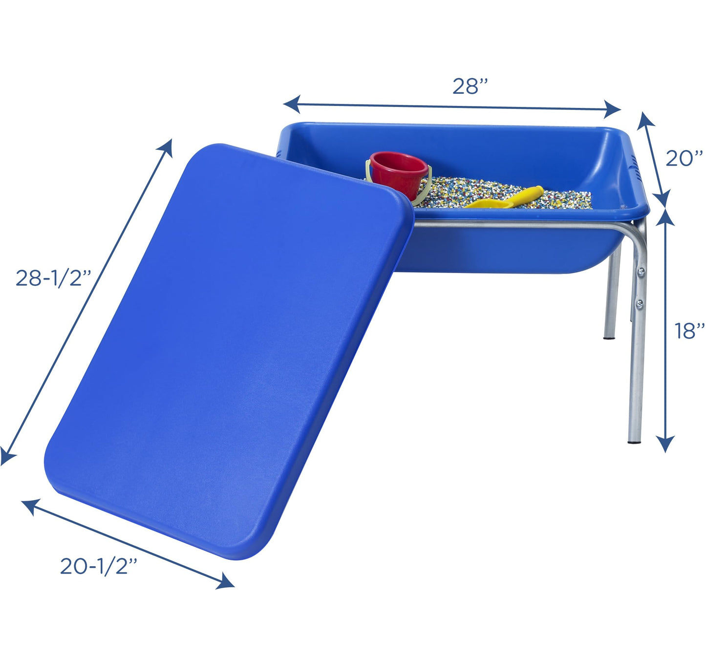 Children's Factory 18" Sensory Table - Blue Plastic Sandbox & Water Table for Kids, Model 1132, Medium Size