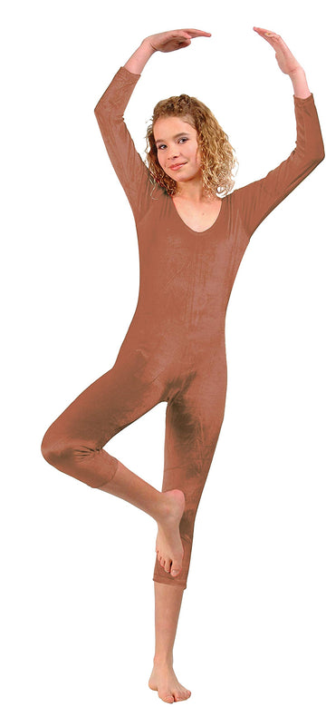 Grils' Unitard Brown Velvet L