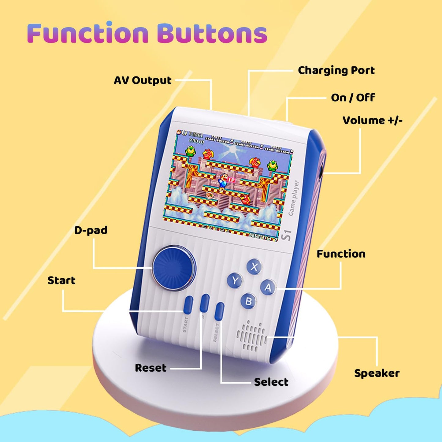Besosay Kid Mini Handheld Retro Games Console Built in 666 Classic Games  Portable Handheld Video Games Console  3 Inch Screen  1020mAh Battery  Christmas Birthday Present Game Player for Boy Girl