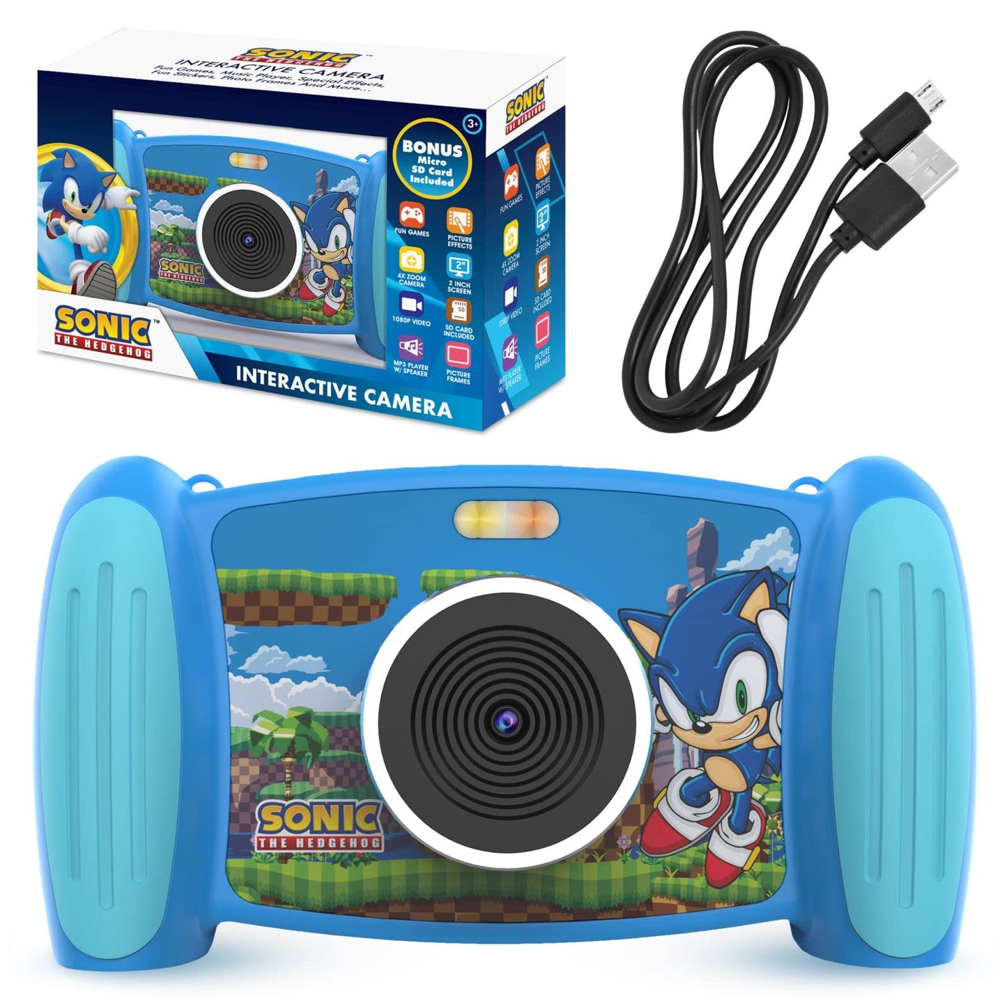 Firsttrends Sonic The Hedgehog Interactive Camera For Kids, Fun Rechargeable Camera For Children With Video, 4 X Zoom Camera, Mp