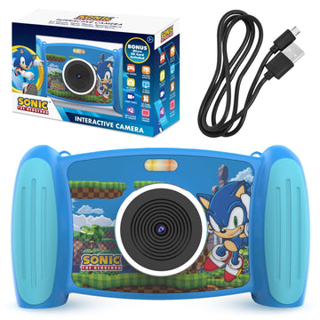 Firsttrends Sonic The Hedgehog Interactive Camera For Kids, Fun Rechargeable Camera For Children With Video, 4 X Zoom Camera, Mp