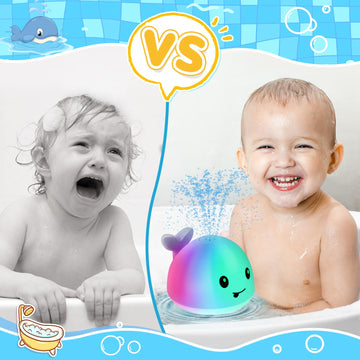 Gigilli Upgraded Baby Bath Toys, Rechargeable Light Up Bath Toys For Kids 1-3, Baby Toy 6-12 12-18 Months Whale Bath Toy Sprinkler, Fountain Bathtub Toys Toddler Newborn Birthday Easter Baby Gifts