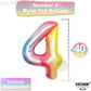Katchon, Giant, Rainbow 4 Balloon Number - 40 Inch | Number 4 Balloon, Unicorn 4 Birthday Decorations | Number Four Balloon, Unicorn Rainbow 4Th Birthday Decorations | Mermaid Birthday Decorations