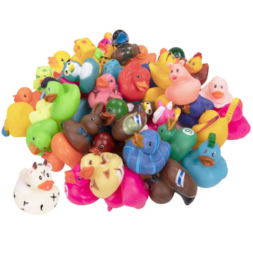 50-Pack Assorted Rubber Ducks Baby Bath Toys I Baby Shower Mini Rubber Ducks In Bulk I Baby Pool Jeep Ducks For Toddler Party Favors I Kids Infant Bathtub Toys Rubber Duckies I Baby Pool Birthday Gift