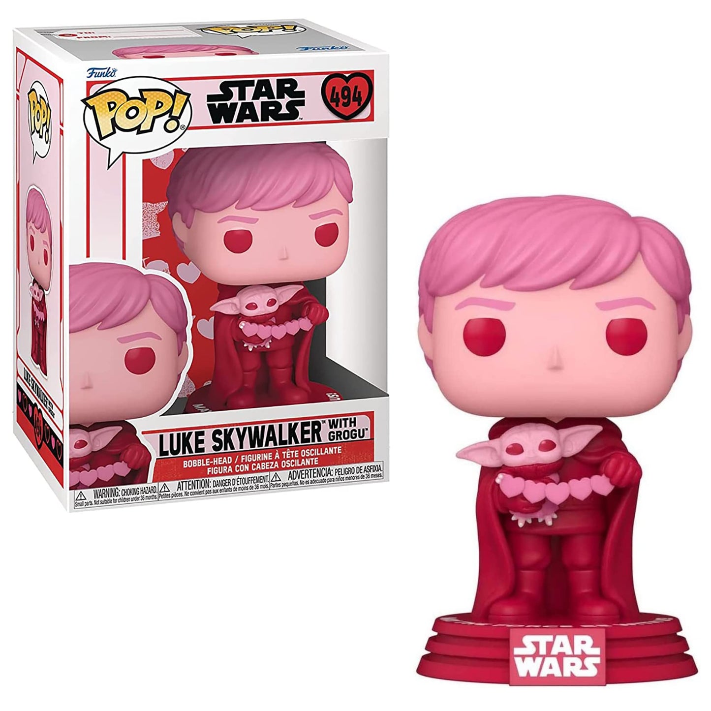 Funko Pop Valentines Star Wars Collectors Set - Luke & Grogu, Mandalorian, Ahsoka, Grogu, Figures Stand 3.75' Tall, Each Figure Comes Individually Packaged