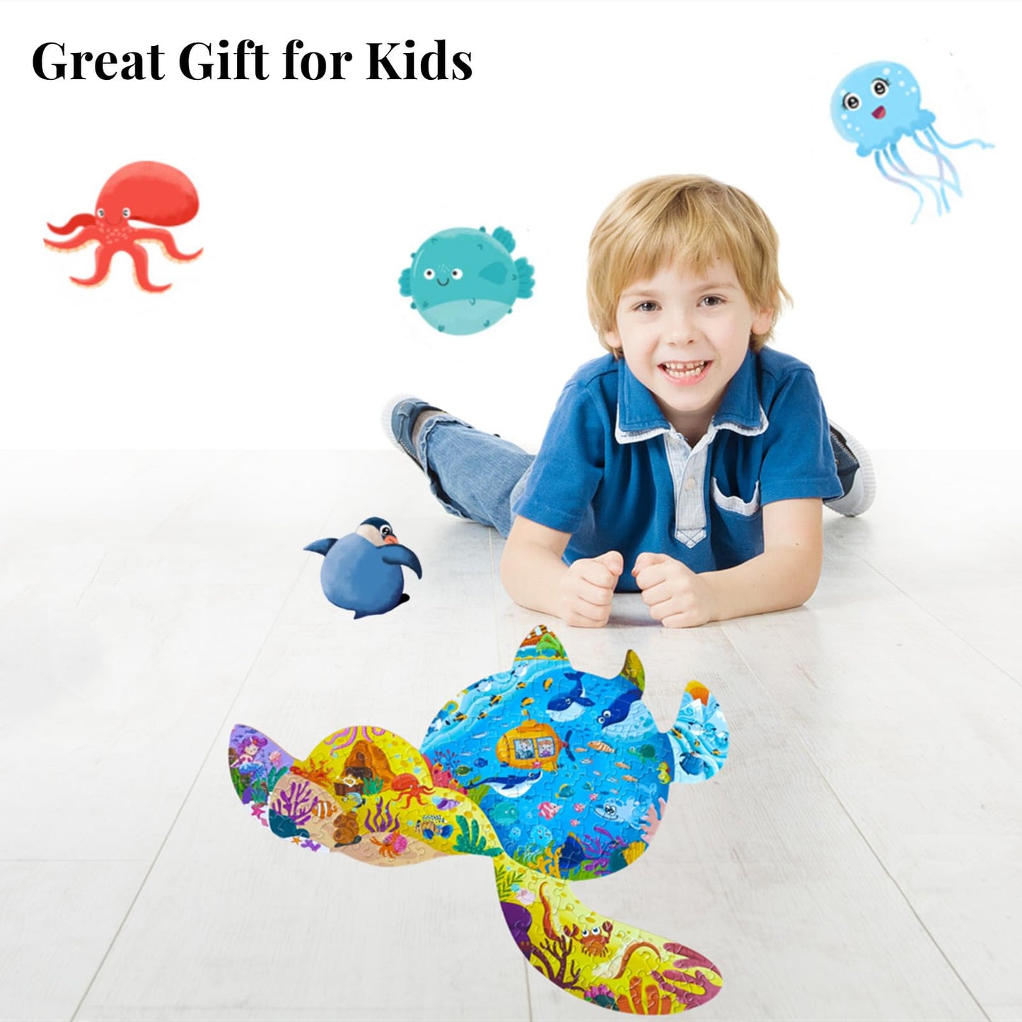 Tpqka Puzzles For Kids Ages 4-8,8-10 And Adults,136 Pieces Turtles Animal Shaped Jigsaw Puzzle Educational Toys Gift For Boys Girl Age 4 5 6 8 Birthday Easter Party Favor