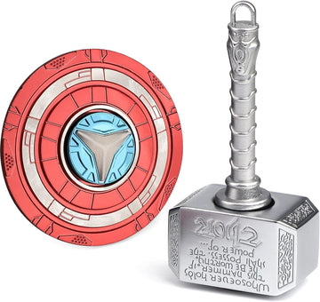 Cool Hammer Fidget Spinner Toy For Kids Adults, Metal 2 In 1 Hammer For Kids Adults, Keychain Infinity Cube For Office Stress Relief, Goody Bag Filler, 2 Pack Birthday (With Case)