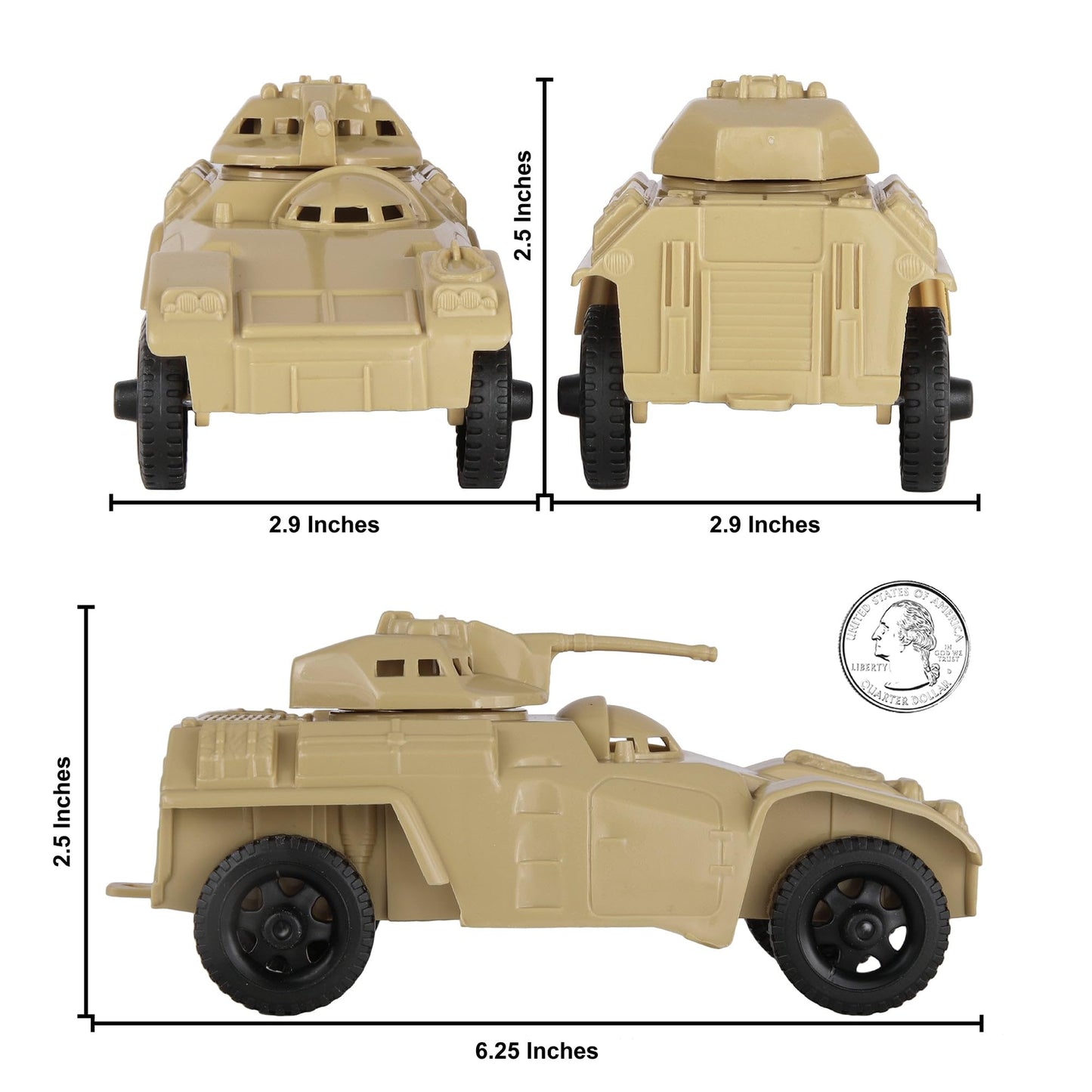 TimMee RECON PATROL Armored Cars - Tan Plastic Army Men Scout Vehicles