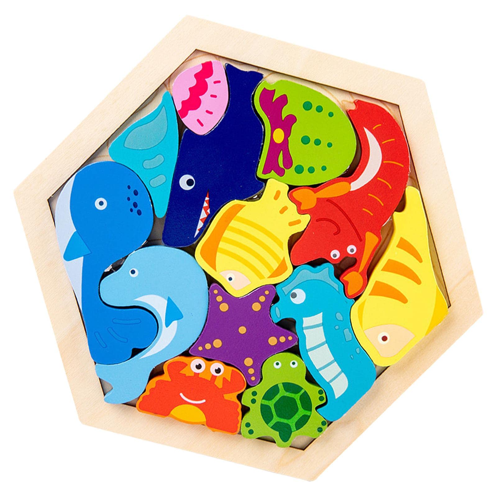 Bnf Wooden Jigsaw Puzzles Sorting Stacking Blocks Educational Toy Marine Lifebaby | Toys For Baby | Developmental Baby Toys1 Set